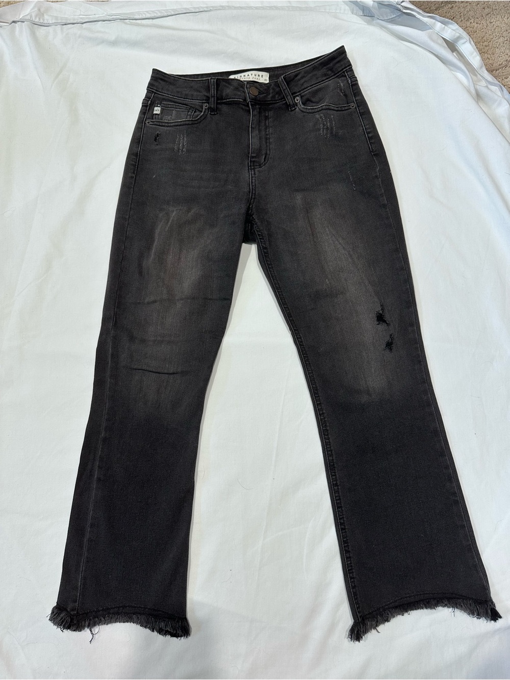 Signature Black Flare Jeans with Frayed Hem size 27